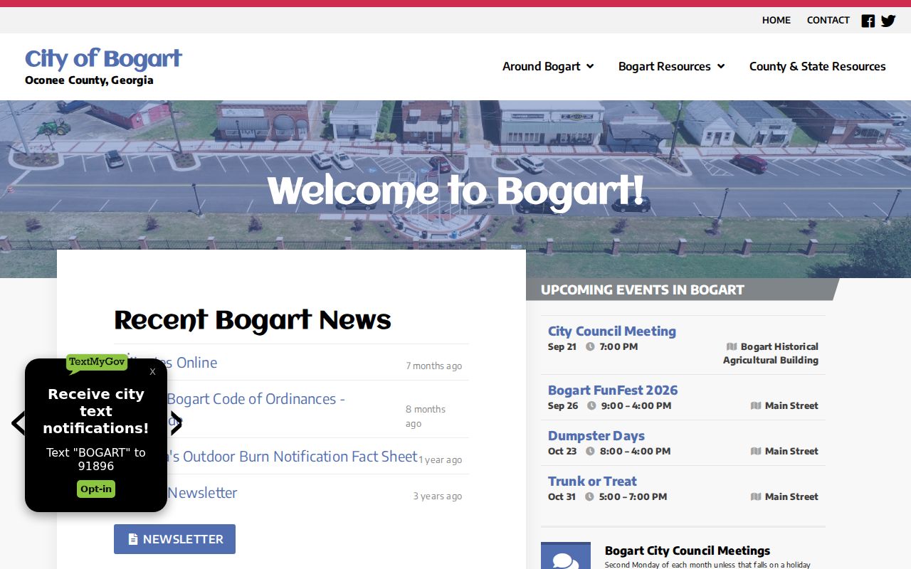 City of Bogart government contact for Bogart court docket research