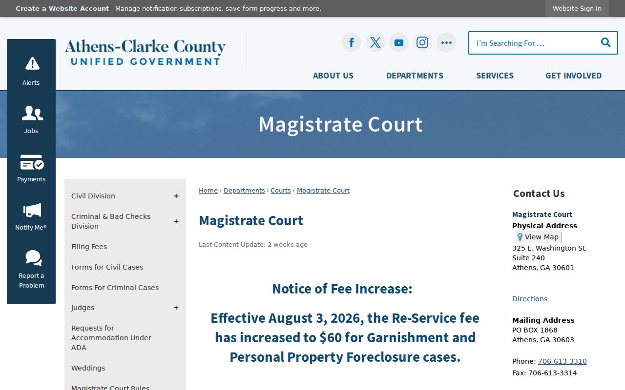Clarke County criminal court docket Magistrate Court overview