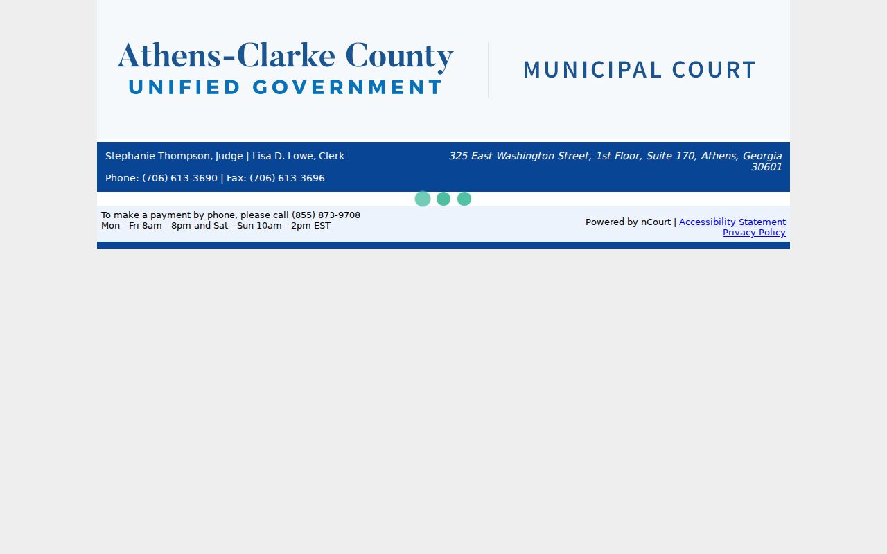Athens-Clarke County traffic payment portal for Athens-Clarke County court records