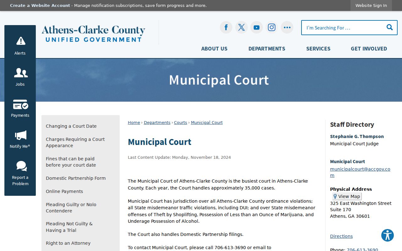 Athens-Clarke County Municipal Court and Athens-Clarke County court docket route