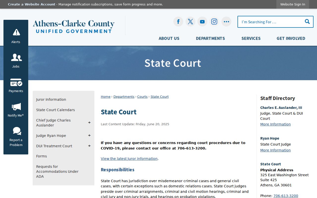 Clarke County criminal court docket State Court overview