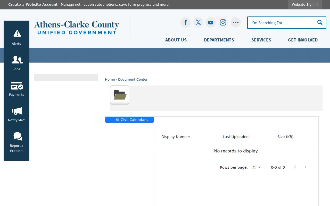 Clarke County civil court docket Document Center calendar filters