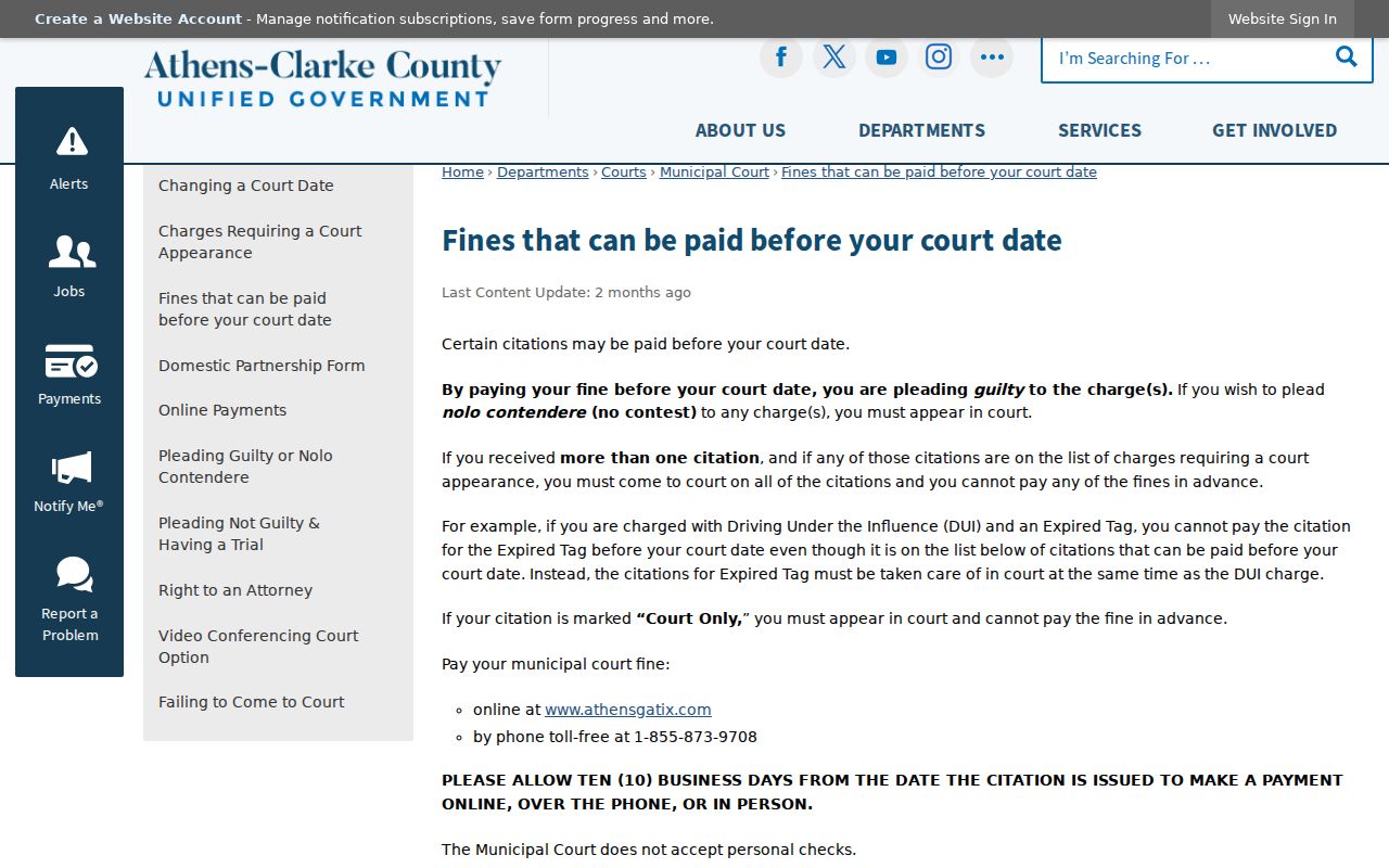 Clarke County traffic court records and Athens payment rules