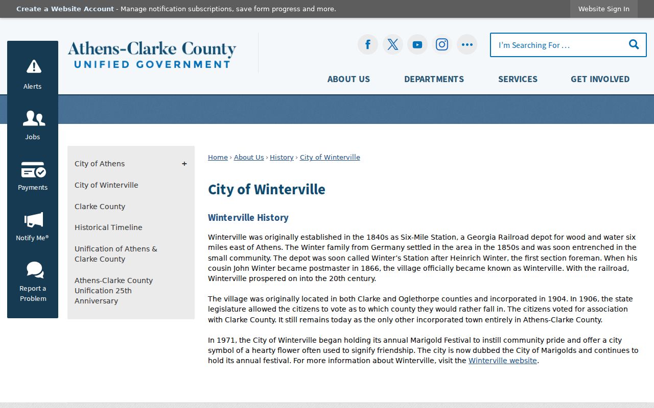 Winterville City Hall and Winterville court docket context in Clarke County