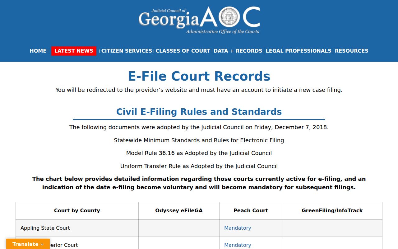 Clarke County court docket e-file route and PeachCourt assignment